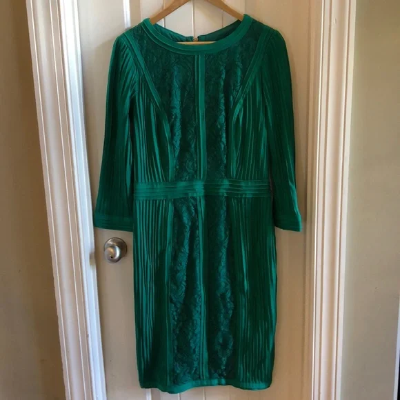 slim fit dress slacks Tadashi Shoji Women's Scroll Soutache Long Sleeve Cocktail Dress - Green main image 1